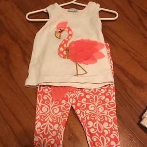 Mud Pie 2 piece flamingo set
